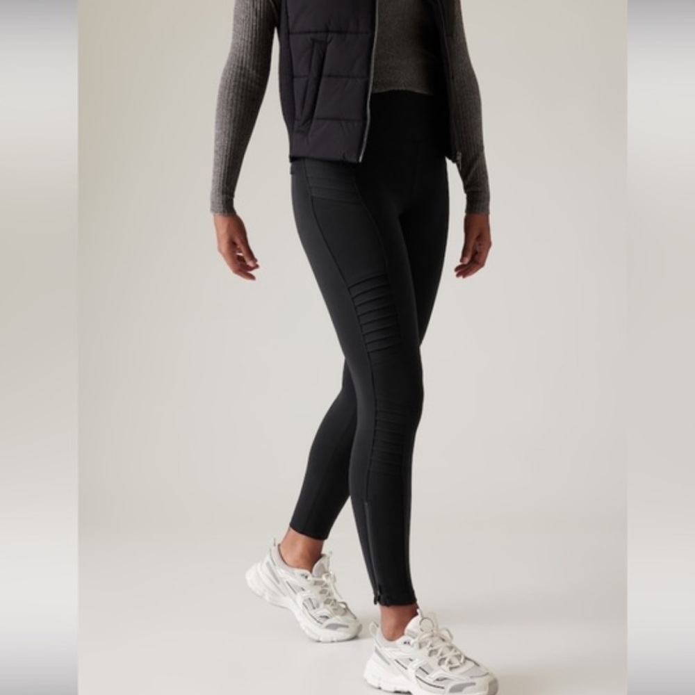 ATHLETA Delancey Moto Tight Black size Small Tall